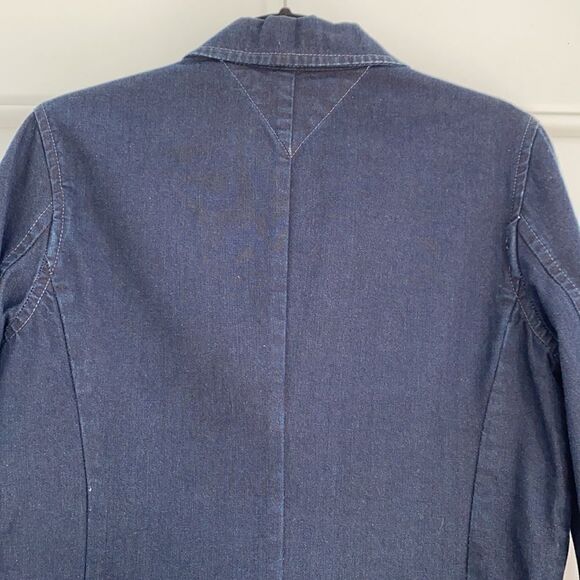 Vintage Tommy Hilfiger Military Inspired Dark Denim Utility Jacket Blue Medium - Picture 9 of 15